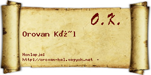 Orovan Kál névjegykártya